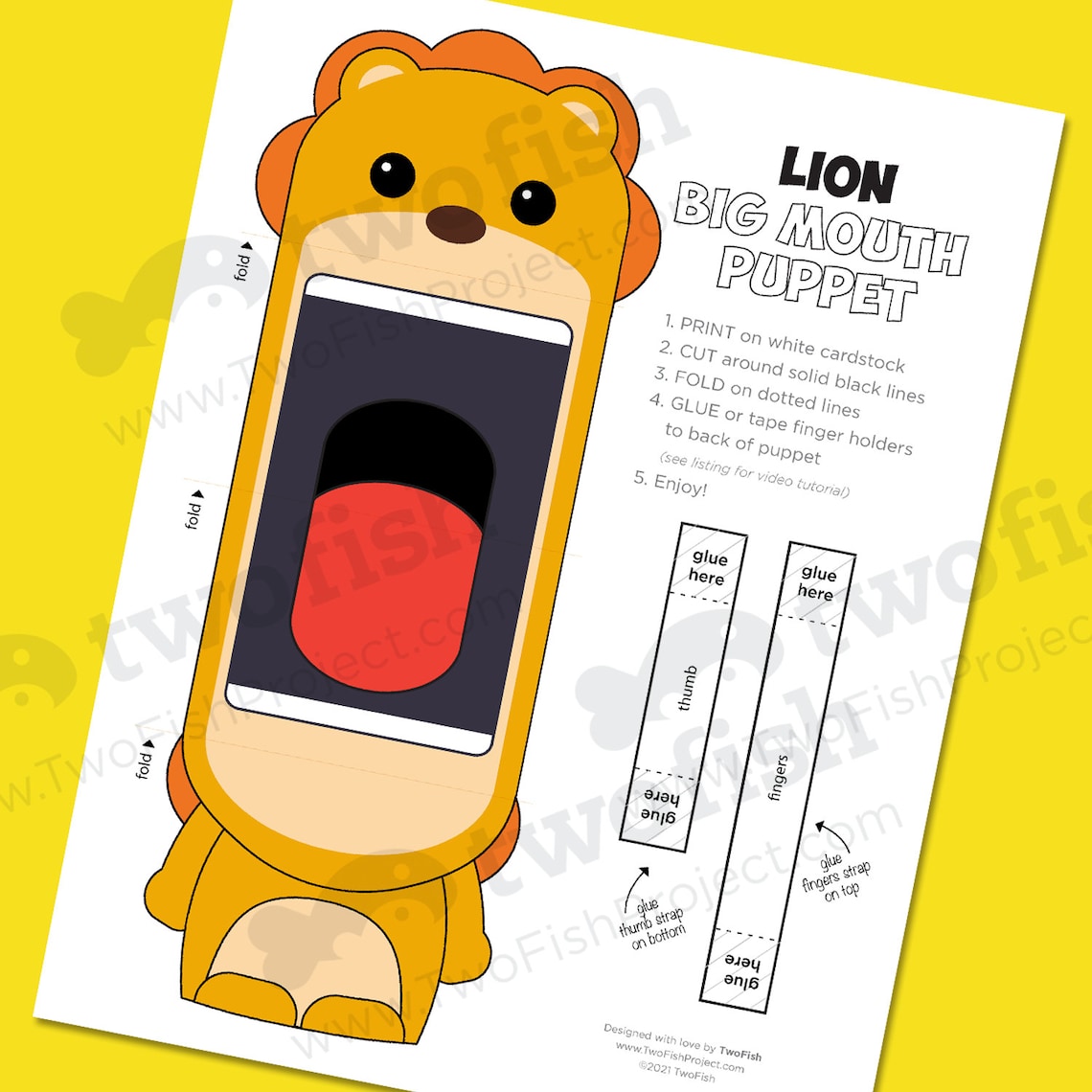 Lion Printable Paper Puppet Preschool / Kindergarten Hand - Etsy