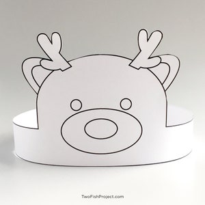 Rendieren Color Me papieren kroon/hoofdband, kerstfeesthoed, afdrukbaar gezichtsmasker/kostuum voor kinderen/volwassenen, vakantieknutsel voor kinderen, kleuren
