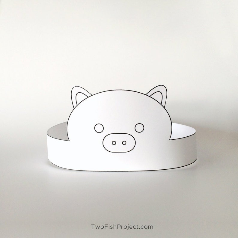 Pig Mask/Costume/Headband/Crown Coloring Page Print | Etsy