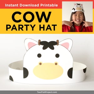 Printable Cow Headband/Mask, Kids/Toddler/Girl Farm Birthday Party Hat/Paper Crown/Costume, Favor/Decor, Barnyard Animal, Trending Now Items image 5