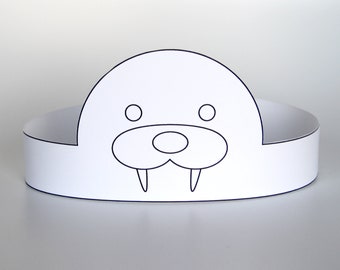 Walross Papier Krone, Color Me Kostüm / Maske, Arktis Partybedarf / Dekor / Geburtstagsdekorationen, Walross / Hut / Stirnband, Walross Baby Tier