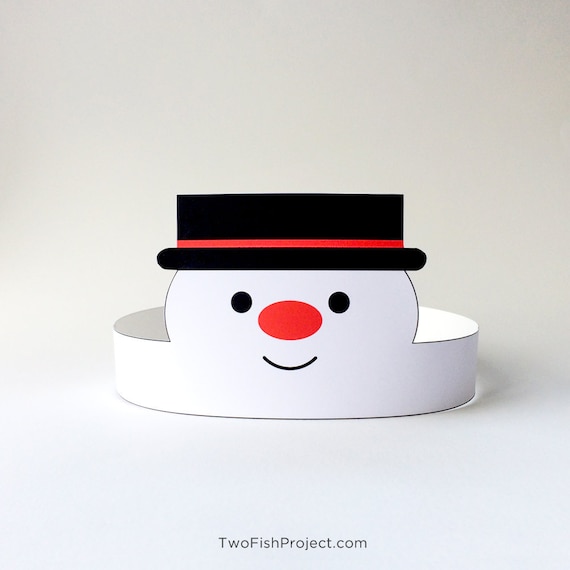 Snowman Paper Party Hat/crown, Printable Holiday/christmas Party  Supplies/decor/craft, Snowman Face Mask/costume, Christmas Tree Topper 