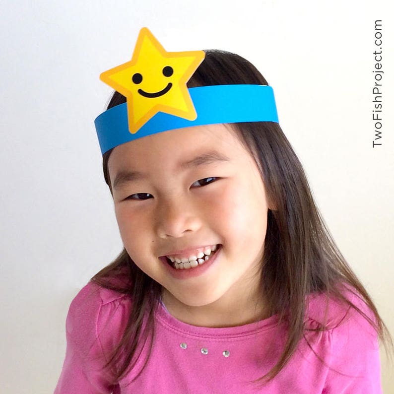 Sky Birthday Party Star Sun Moon Printable Costume HatHeadbandCrown for KidsAdults Baby Shower SuppliesDecorations Rainbow Cloud