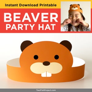 DIY Birthday Party Supplies for Kids/Toddlers, Paper Hats, Face Masks/Costumes Woodland Forest Animals: Fox, Rabbit, Bear, Beaver, Raccoon image 10