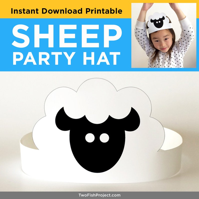 Sheep Costume Kids/Toddler Christmas/Nativity, Birthday Party Hat Supply/Decor, Baby Shower, Barnyard Farm Animal Mask/Headband/Paper Crown image 5