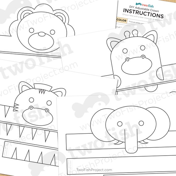Color Me Safari Birthday Party Paper Crown/hat Printable - Etsy
