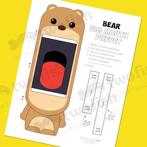 Teddy Bear Printable Paper Puppet, Preschool / Kindergarten Hand Puppet ...