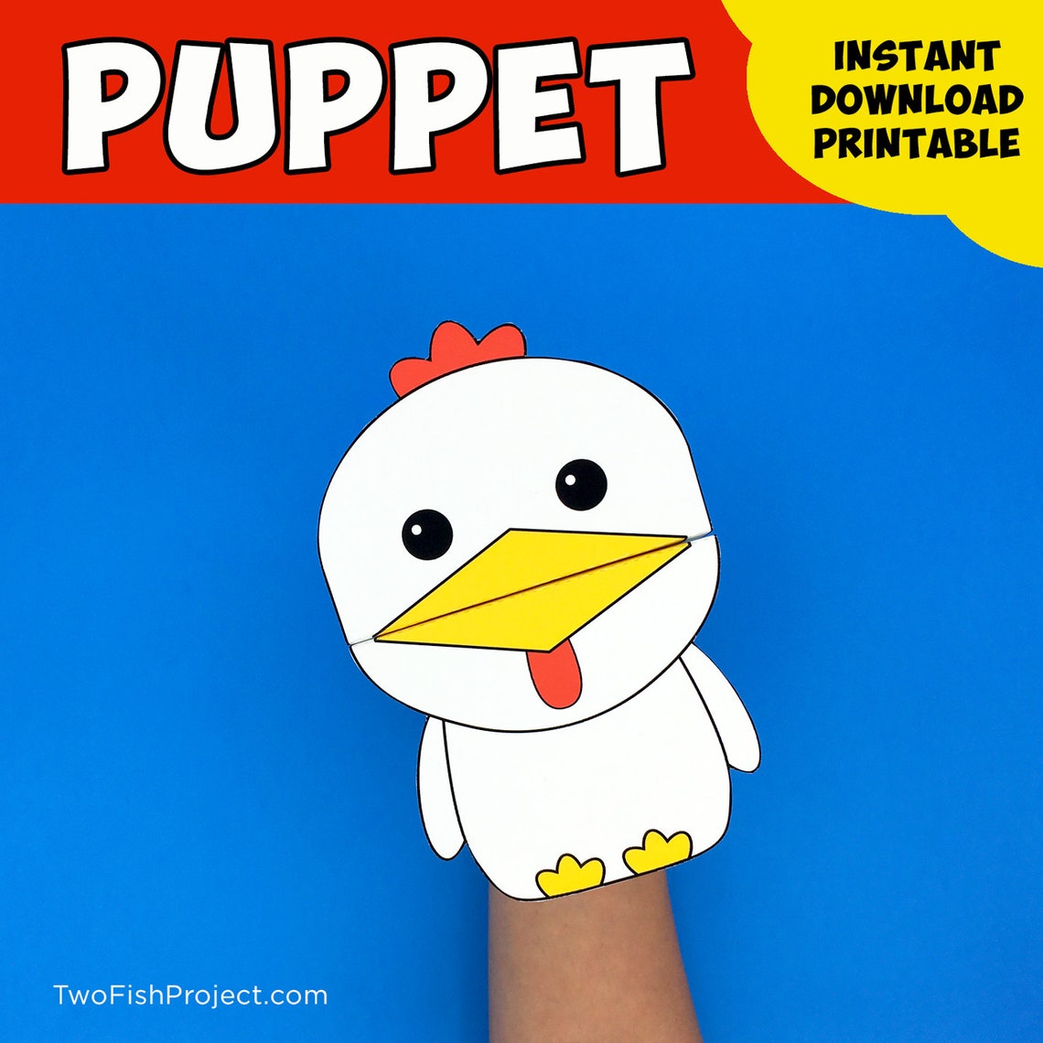 Chicken Printable Paper Puppet Preschool / Kindergarten Bird - Etsy