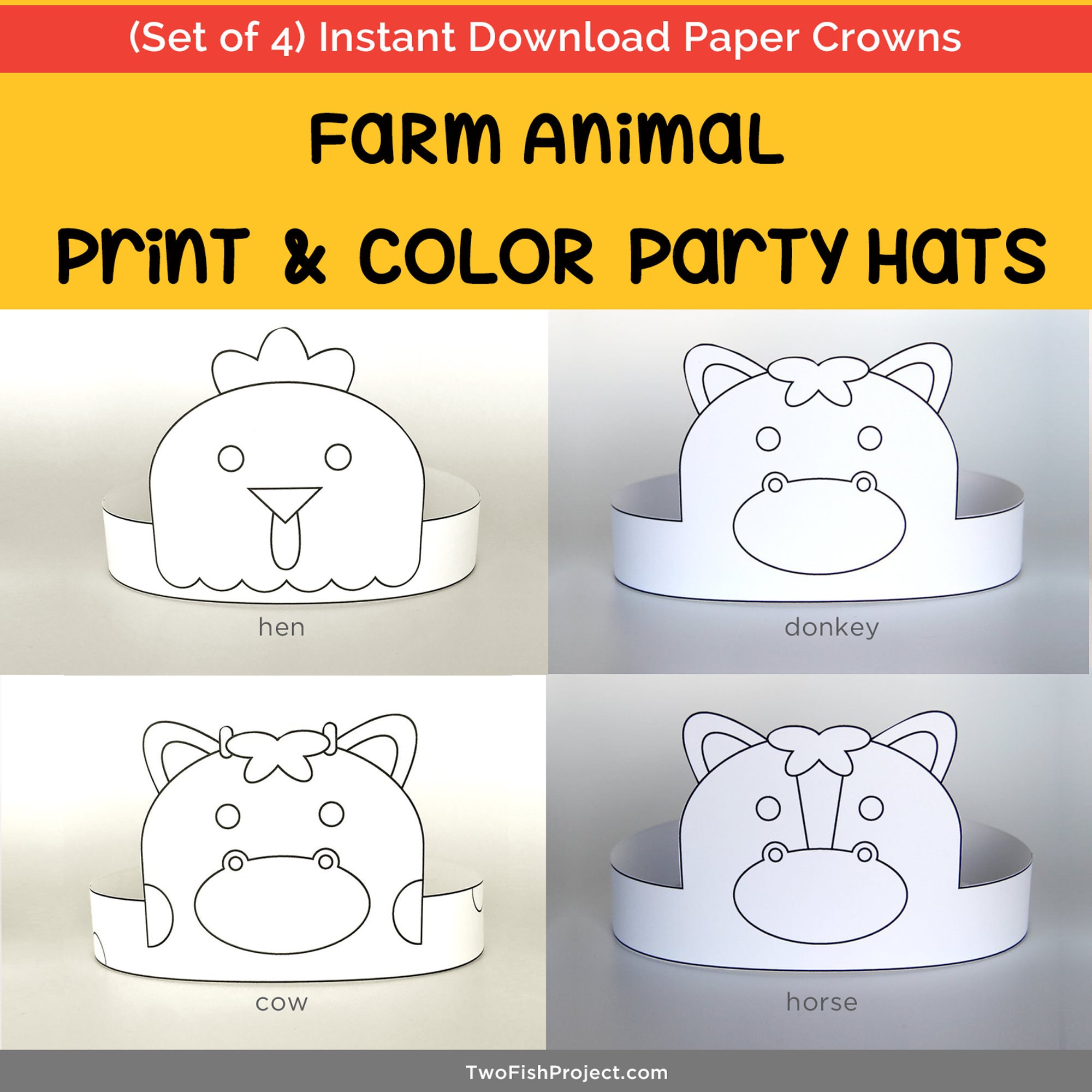 Color Your Own Farm Animal Masks - Craft Kits - 12 Pieces