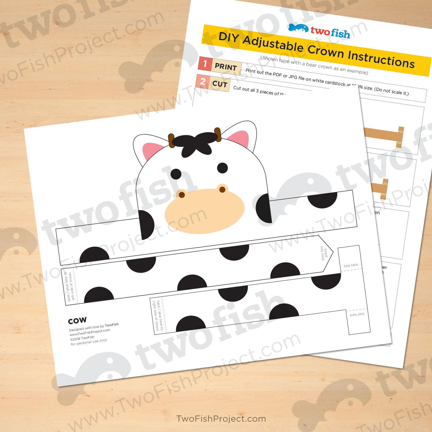 Printable Cow Headband/mask Kids/toddler/girl Farm Birthday - Etsy UK