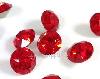 12pcs 1088 ss39 LIGHT SIAM Swarovski Crystal Xirius Chaton Pointed Back Round Stone