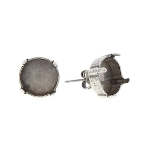 12mm Round Stud Earrings Settings Base - Gold, Silver, Antique Silver - Fits Swarovski Crystal 12mm 1122 Rivoli