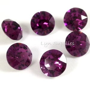 1088 ss39 AMETISTA Cristal Swarovski XIRIUS Chaton 12 peças Pedra Redonda Pontiaguda Roxa