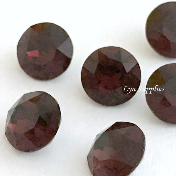 1088 ss39 BURGUNDY 4pcs Swarovski Crystal XIRIUS Chaton Pointed Back Round Stone