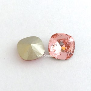 4470 ROSE PEACH 12mm Swarovski Crystal Fancy Stone Cushion Cut, Blush Pink 2 pieces image 2