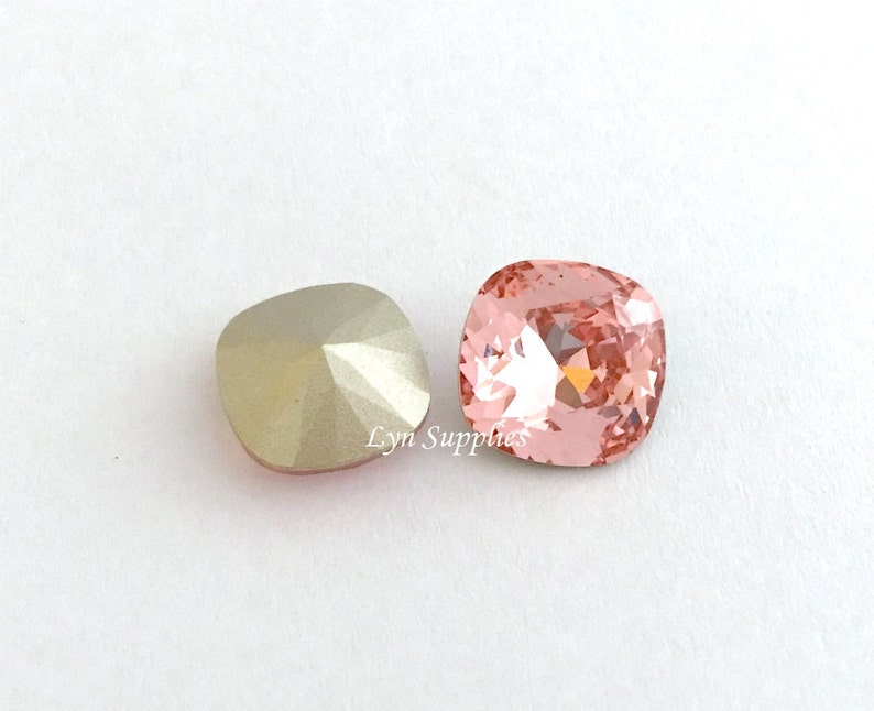 4470 ROSE PEACH 12mm Swarovski Crystal Fancy Stone Cushion Cut, Blush Pink 2 pieces image 2