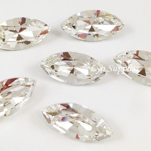 4228 CRYSTAL 15x7mm 5pcs Swarovski Crystal XILION Navette Foiled Back