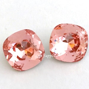 4470 ROSE PEACH 12mm Swarovski Crystal Fancy Stone Cushion Cut, Blush Pink 2 pieces image 1