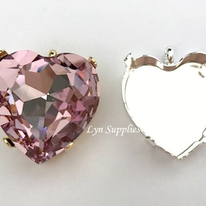 Heart Pendant Setting 28mm Gold / Silver Plated, Nickel Free, Fits Swarovski 4827 Heart