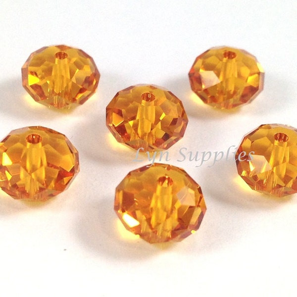 5040 TOPAZ 8mm Swarovski Crystal Donut Rondelle Spacers, 6 pieces November Yellow Citrine