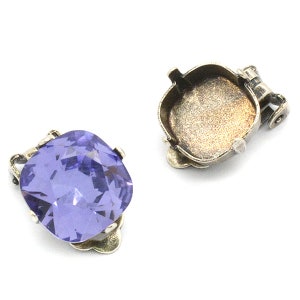 12mm Cushion Stud Earrings / Clip On Earrings Settings Base - Gold, Silver, Antique Silver - Fits Swarovski Crystal 12mm 4470 image 4