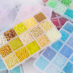 Set di perline fai da te per braccialetti dell'amicizia, perline di semi di vetro colorate, perline tubolari con scatola portaoggetti