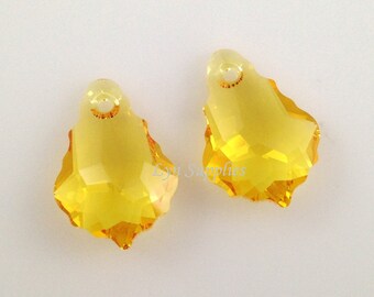 6090 TOPACIO CLARO 16 mm, 4 piezas Colgante barroco de cristal Swarovski, amarillo sol
