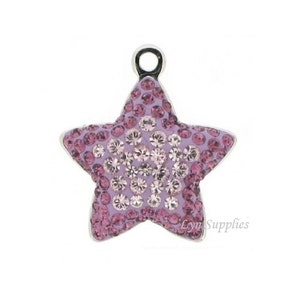 167422 VIOLET & LIGHT AMETHYST Swarovski Crystal Pave Star Pendant Charm 14mm