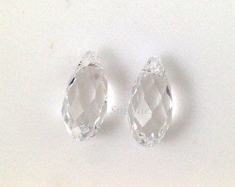 6010 CRYSTAL 13mm Swarovski Crystal Briolette Drop Clear Transparent Faceted 4pieces