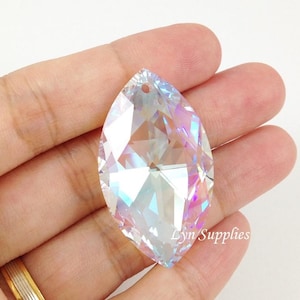 8745 CRYSTAL AB Swarovski Crystal Faceted Marquise Oval Pendant 38x22mm