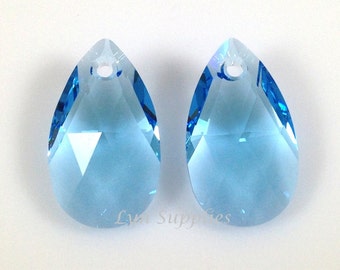 6106 AQUAMARINE 22mm Swarovski Kristall Tropfen Anhänger, Hellblau März Geburtsstein 3 Stück