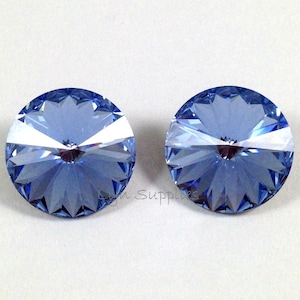 14mm 1122 LIGHT SAPPHIRE Swarovski Crystal Round Rivoli 4 pieces