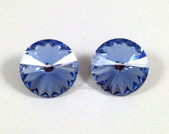 14mm 1122 LIGHT SAPPHIRE Swarovski Crystal Round Rivoli 4 pieces