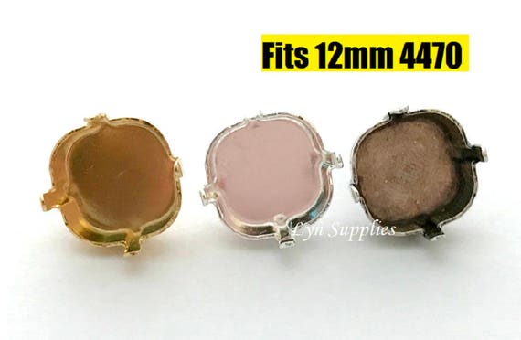 12mm Cushion Stud Earrings / Clip On Earrings Settings Base - Gold, Silver, Antique Silver - Fits Swarovski Crystal 12mm 4470
