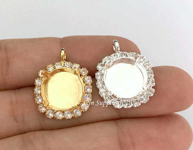 12 mm ハロークリスタルペンダント ゴールド/シルバー、12 mm 1122 クリアクリスタルラインストーン 1 個 画像 1