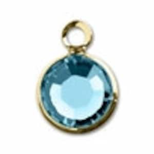 57700 AQUAMARINE 8pcs Swarovski Crystal Channel Drops Gold Plated One Loop - March Birthstone Charms