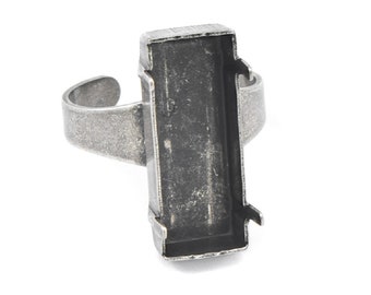 23x9mm 4924 Rectangle Adjustable Ring Band Setting, Nickel Free Gold / Silver / Antique Silver Plated