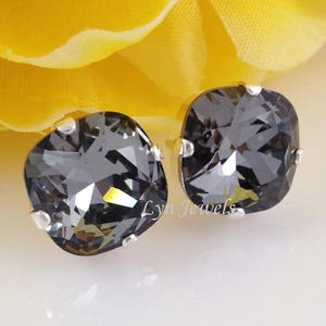 12mm Cushion Stud Earrings / Clip On Earrings Settings Base - Gold, Silver, Antique Silver - Fits Swarovski Crystal 12mm 4470 image 3