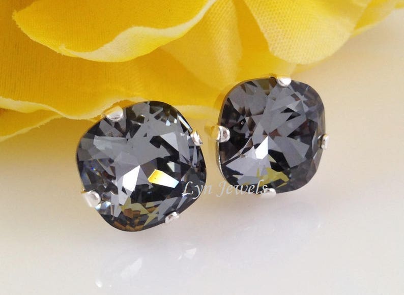 12mm Cushion Stud Earrings / Clip On Earrings Settings Base - Gold, Silver, Antique Silver - Fits Swarovski Crystal 12mm 4470 image 3