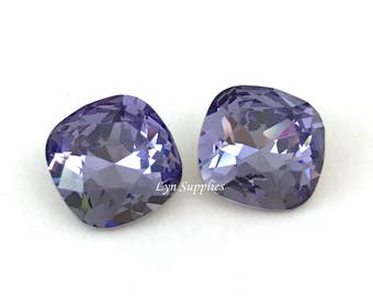 4470 TANZANITE 12mm Swarovski Crystal Fancy Stone Cushion Cut, Purple December Birthstone