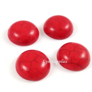 Red Turquoise Cabochons 4pcs 12mm Half Dome Flatback Cabs Loose Beads