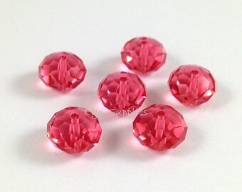 5040 PADPARADSCHA 6mm Swarovski Crystal Donut Rondelle Spacers 12piececs, Watermelon Pink