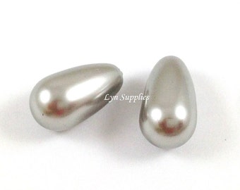 5816 LIGHT GREY 15x8mm 8pcs Swarovski Pearl Teardrop Half Drilled Hole Pear Drop