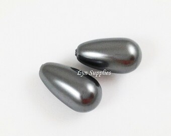 5816 DARK GREY 15x8mm 8pcs Swarovski Pearl Teardrop Half Drilled Hole Pear Drop