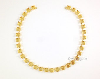 8mm Gold Plated Cup Chain 33-Settings or 39-Settings For DIY Necklace Fits Swarovski 1088 ss39