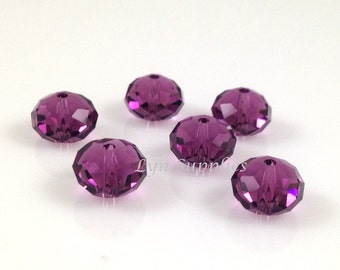 5040 AMETHYST 6mm Swarovski Crystal Donut Rondelle Spacers 12pieces Purple February Birthstone