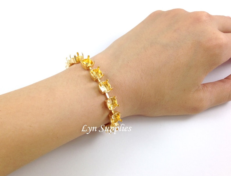 8mm ss39 Gold Plated Bracelet Cup Chain 15-Settings 15.5cm Fits Swarovski 1088 image 2