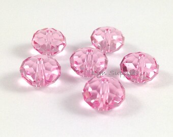 5040 LIGHT ROSE 6 mm Swarovski Crystal Donut Rondelle Espaçadores 12 peças Rosa Claro