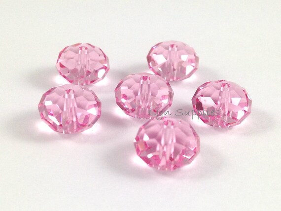 5040 LIGHT ROSE 6mm Swarovski Crystal Donut Rondelle Spacers 12pieces Light Pink