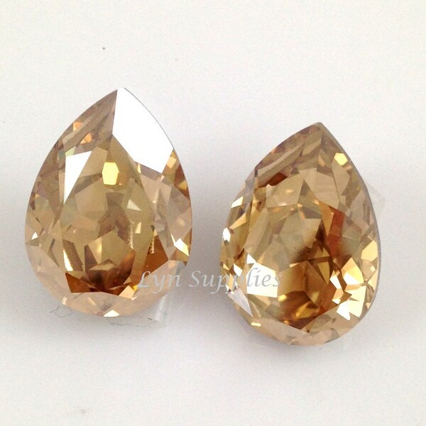 4320 GOLDEN SHADOW 18x13mm Swarovski Crystal Teardrop Fancy Stone 2 pieces